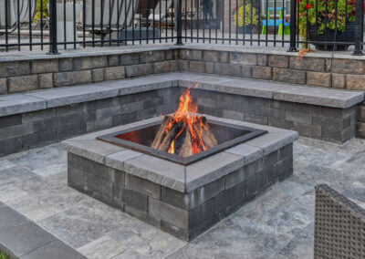 firepit and hardscaping - gray stone